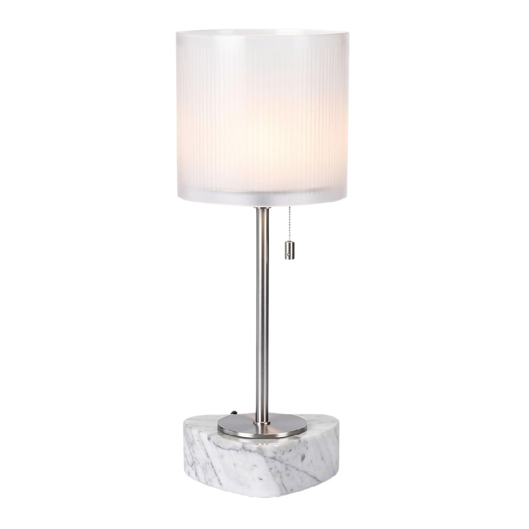 **Lampa biurkowa z marmurową podstawą i szklanym kloszem**