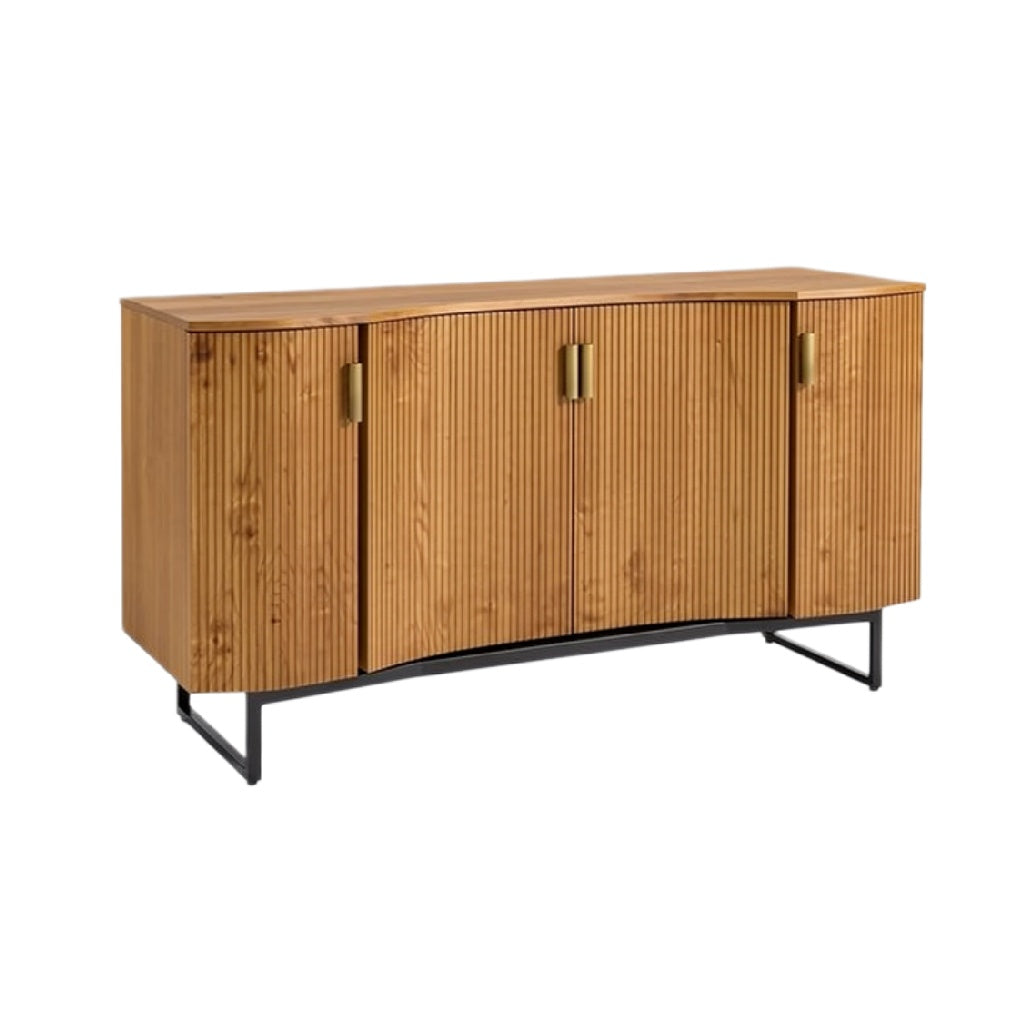 **Elegancka komoda z drewna z metalowymi detalami**